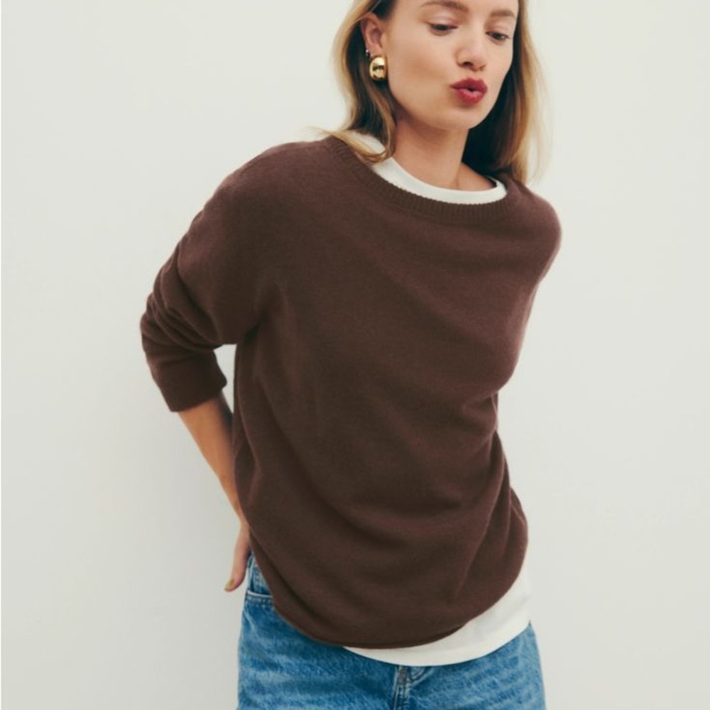 NWT Reformation Cashmere Brown Boyfriend Sweater